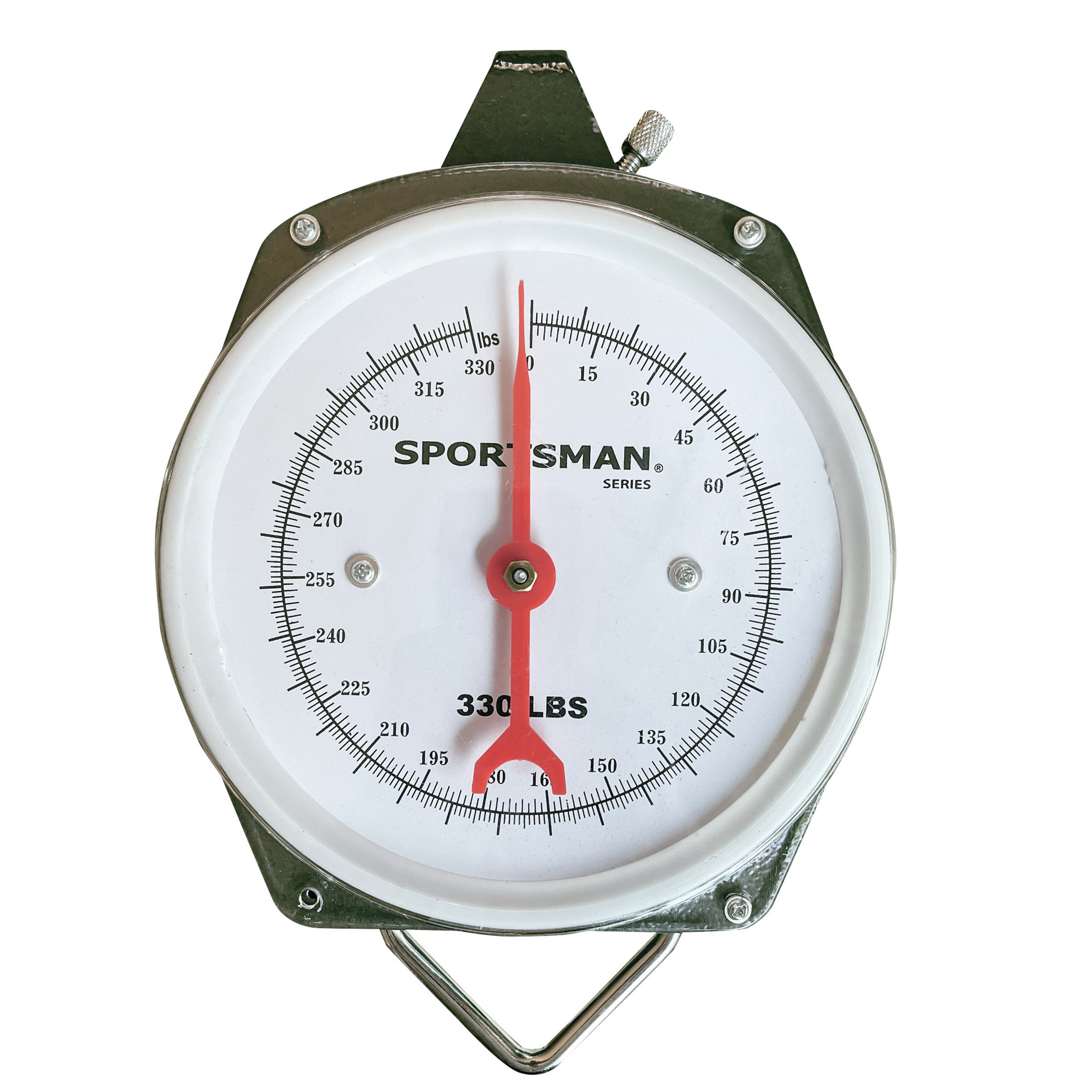 Sportsmans Hanging Dial Scale — 330-Lb. Capacity, Dual Measurement, Steel Hooks, Model# MS330